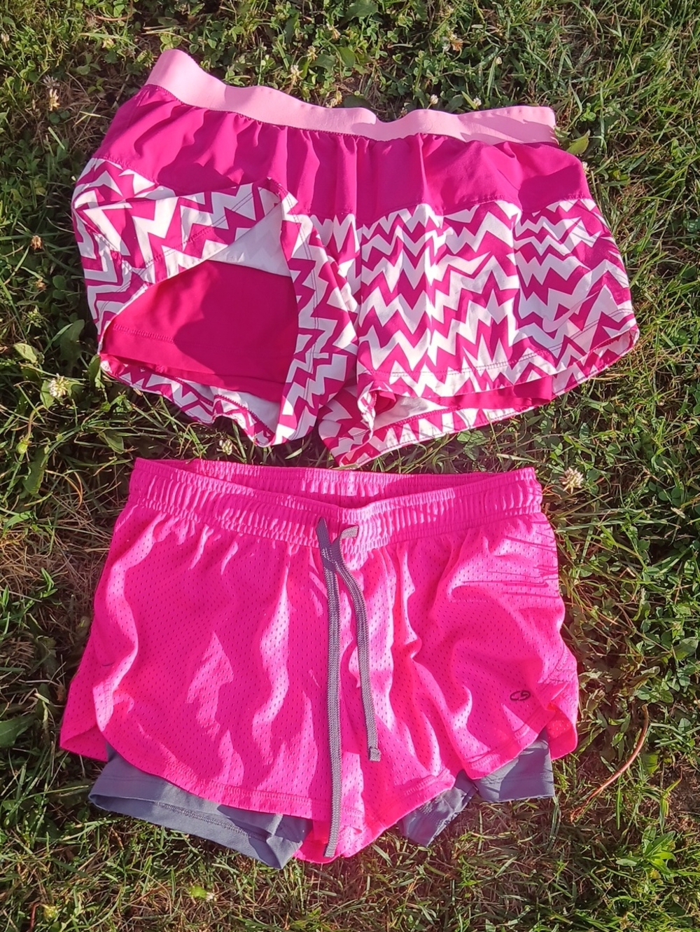 2 Pair Bright Pink Athletic Shorts